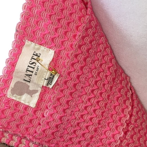 L'atiste Prom / Spring Formal Bandage Dress in Barbie Pink and Cream size Large - Picture 8 of 11